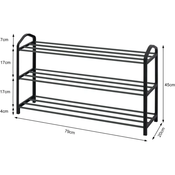 Schoenenrek, Schoenenrekstandaard, 3 Lagen Voor 12 Paar Schoenen, XXL-standaard, Planken, Zwart 3