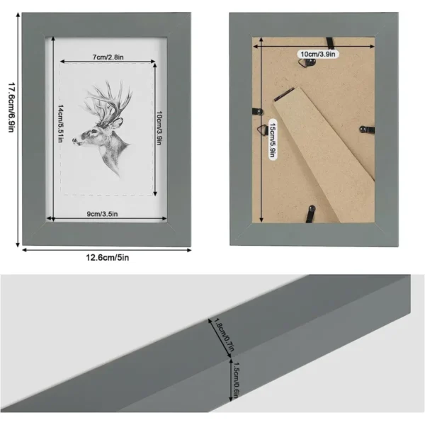 Set Van 10 Fotolijsten, Fotogalerij Met Papieren Passe-partout, Gemaakt Van Grijze MDF-plaat 10x15 Cm 3