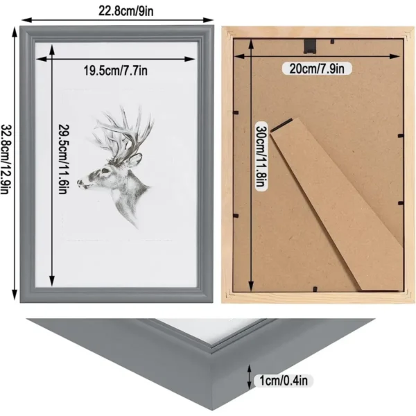 Set Van 10 Fotolijsten, Houten Lijst In Artos-stijl Fotogalerij Glasruit Grijs 20x30 Cm 3