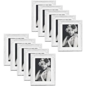 Set Van 10 Kunststof Fotolijsten, Met Plexiglas, Wit Barok, Met Standaard 13x18 Cm 1