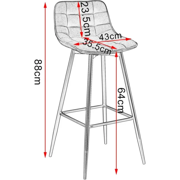 Set Van 2 Design Barstoelen Met Fluwelen Voetsteun, Donkergroene Metalen Poten 3