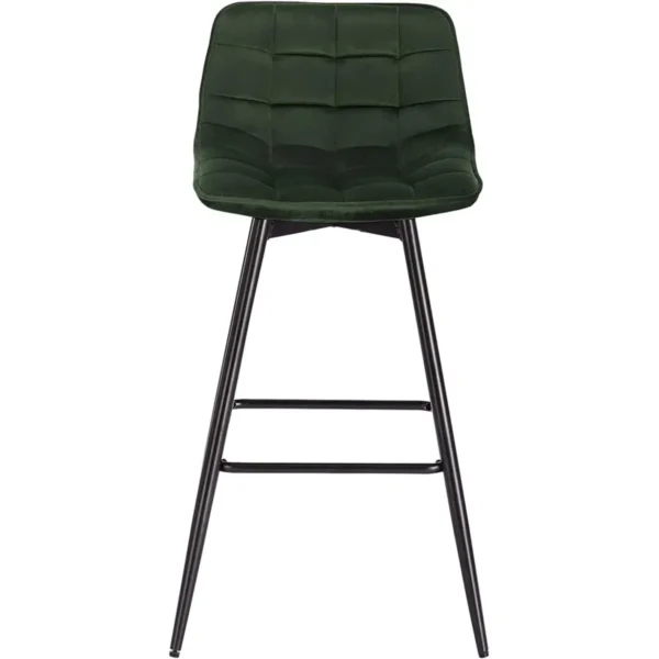 Set Van 2 Design Barstoelen Met Fluwelen Voetsteun, Donkergroene Metalen Poten 5