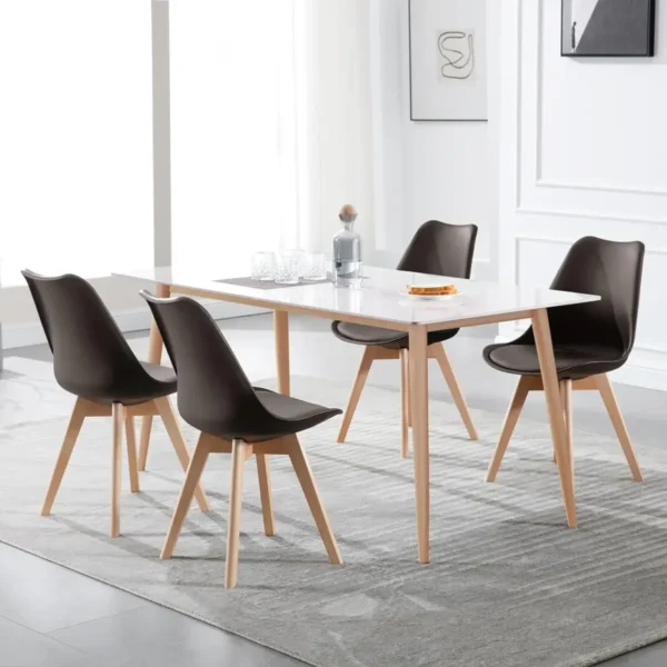 Set Van 2 Eetkamerstoelen Design Stoel Gemaakt Van PP, Kunstleer, Schuim, Massief Hout Bruin 2