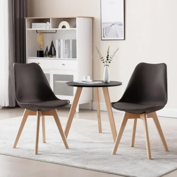 Set Van 2 Eetkamerstoelen Design Stoel Gemaakt Van PP, Kunstleer, Schuim, Massief Hout Bruin 4