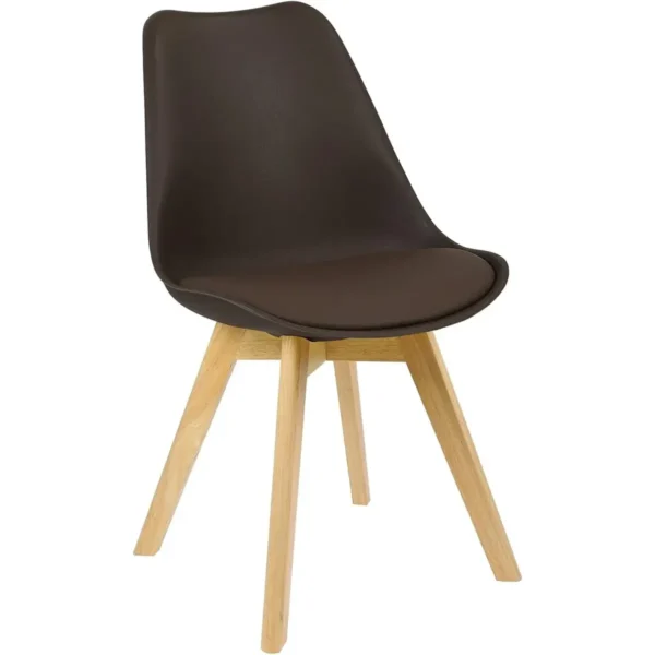 Set Van 2 Eetkamerstoelen Design Stoel Gemaakt Van PP, Kunstleer, Schuim, Massief Hout Bruin 5