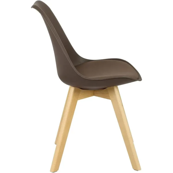 Set Van 2 Eetkamerstoelen Design Stoel Gemaakt Van PP, Kunstleer, Schuim, Massief Hout Bruin 7