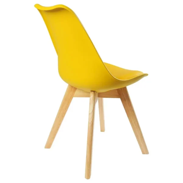 Set Van 2 Eetkamerstoelen Design Stoel Gemaakt Van PP, Kunstleer, Schuim, Massief Hout Geel 4