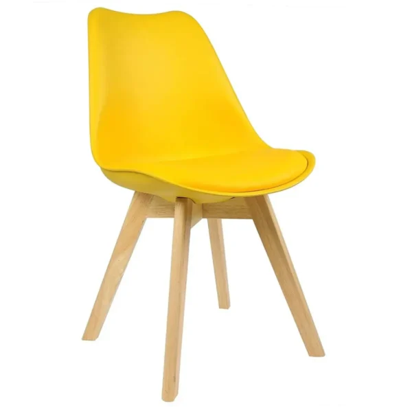 Set Van 2 Eetkamerstoelen Design Stoel Gemaakt Van PP, Kunstleer, Schuim, Massief Hout Geel 5