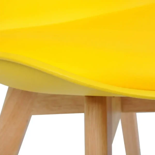 Set Van 2 Eetkamerstoelen Design Stoel Gemaakt Van PP, Kunstleer, Schuim, Massief Hout Geel 6