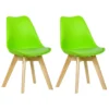 Set Van 2 Eetkamerstoelen Design Stoel Gemaakt Van PP, Kunstleer, Schuim, Massief Hout Groen 2