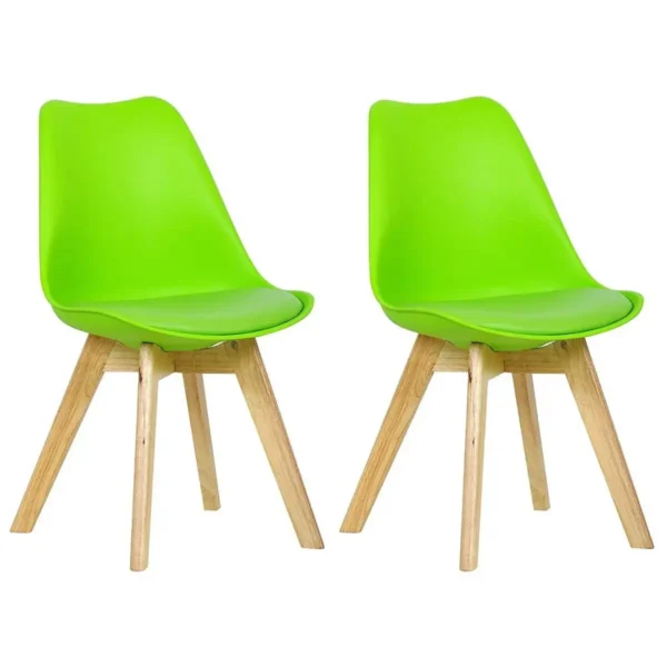 Set Van 2 Eetkamerstoelen Design Stoel Gemaakt Van PP, Kunstleer, Schuim, Massief Hout Groen 2