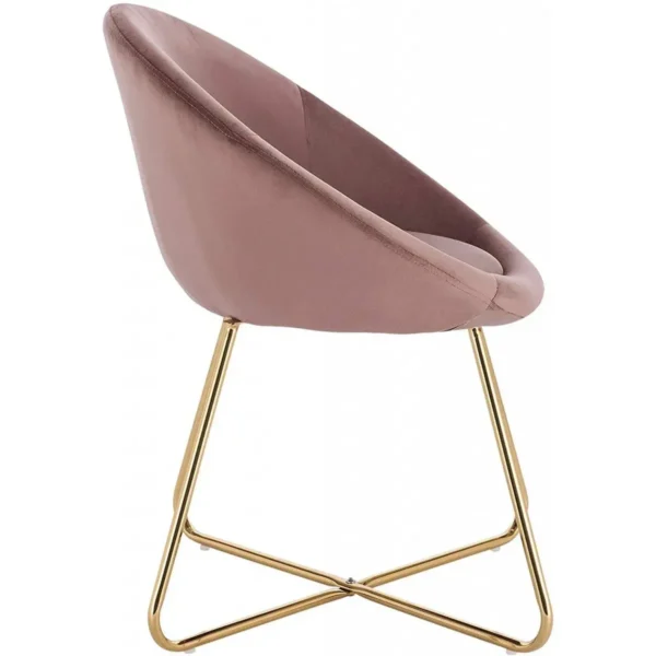 Set Van 2 Eetkamerstoelen, Fluwelen Zittingen, Gekruiste Vergulde Metalen Poten Roze 4