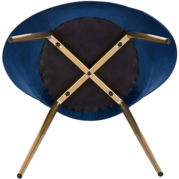 Set Van 2 Eetkamerstoelen, Keukenstoelen, Fauteuils, Fluwelen Zittingen, Goud Metalen Poten, Blauw 6