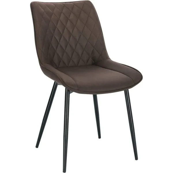 Set Van 2 Eetkamerstoelen Keukenstoelen Zitting Gemaakt Van Stoffen Bekleding Frame Van Donkerbruin Metaal 5