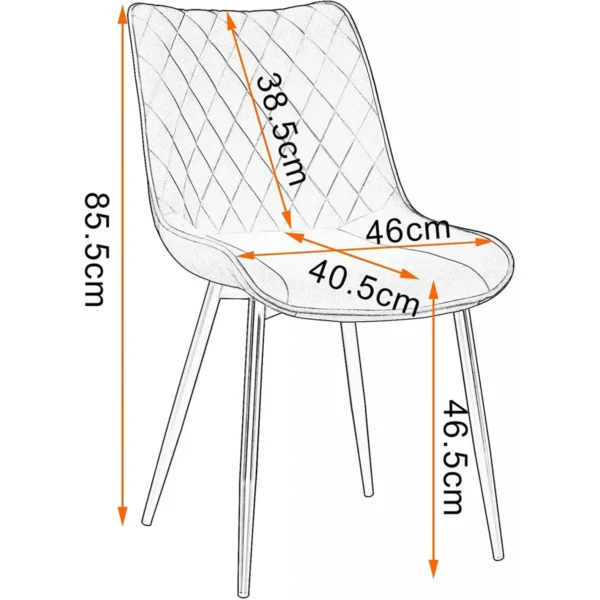 Set Van 2 Eetkamerstoelen, Keukenstoelen, Zitting Van Donkergrijs Fluweel 3