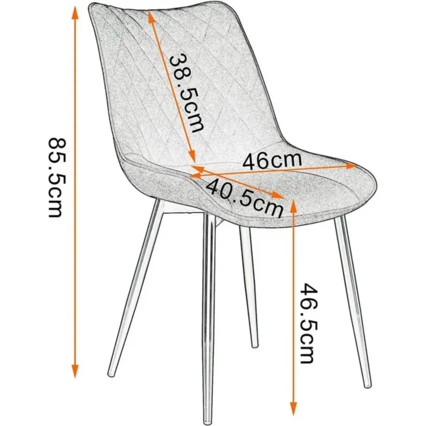 Set Van 2 Eetkamerstoelen, Keukenstoelen, Zitting Van Linnen, Frame Van Metaal, Donkergrijs 8