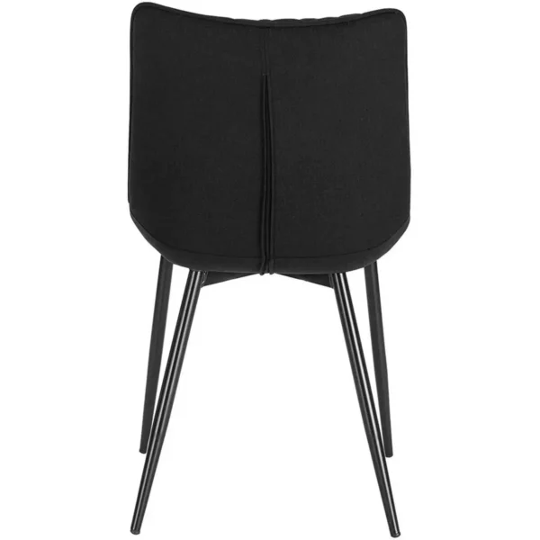 Set Van 2 Eetkamerstoelen, Keukenstoelen, Zitting Van Linnen, Frame Van Zwart Metaal 5