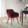 Set Van 2 Eetkamerstoelen Met Armleuningen, Zitting Van Fluweel, Metalen Poten Bordeaux 2