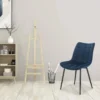 Set Van 2 Eetkamerstoelen Met Rugleuning, Fluwelen Zitting, Blauw Metalen Poten 2