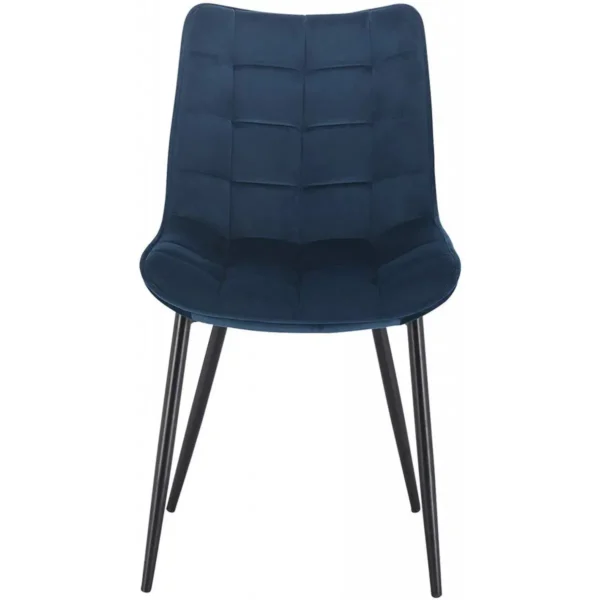 Set Van 2 Eetkamerstoelen Met Rugleuning, Fluwelen Zitting, Blauw Metalen Poten 4