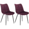 Set Van 2 Eetkamerstoelen Met Rugleuning, Fluwelen Zitting, Metalen Poten Bordeaux 1