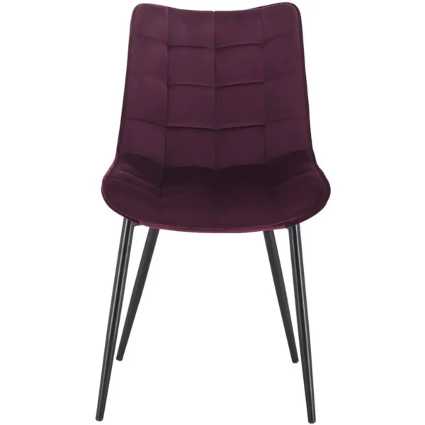 Set Van 2 Eetkamerstoelen Met Rugleuning, Fluwelen Zitting, Metalen Poten Bordeaux 4