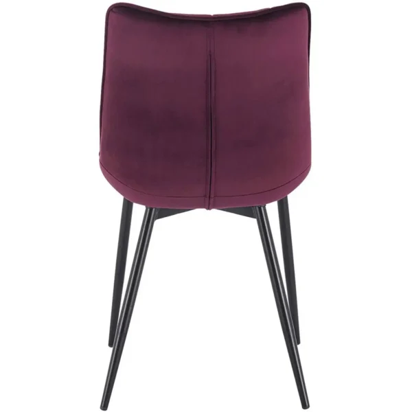 Set Van 2 Eetkamerstoelen Met Rugleuning, Fluwelen Zitting, Metalen Poten Bordeaux 6