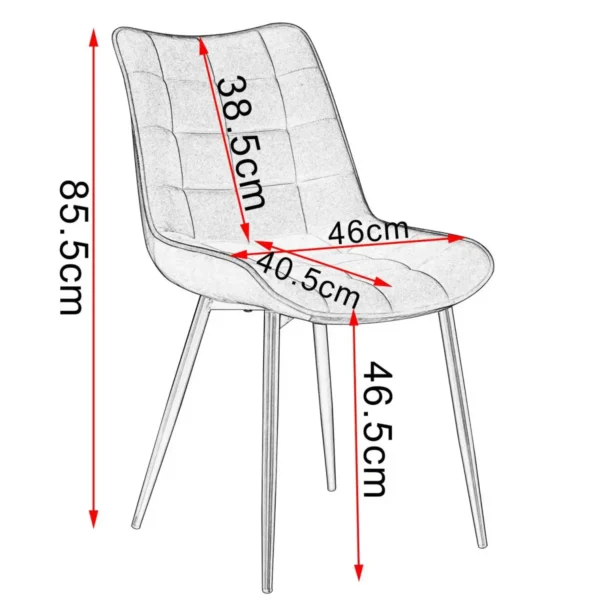 Set Van 2 Eetkamerstoelen Met Rugleuning, Fluwelen Zitting, Metalen Poten Donkergroen 3