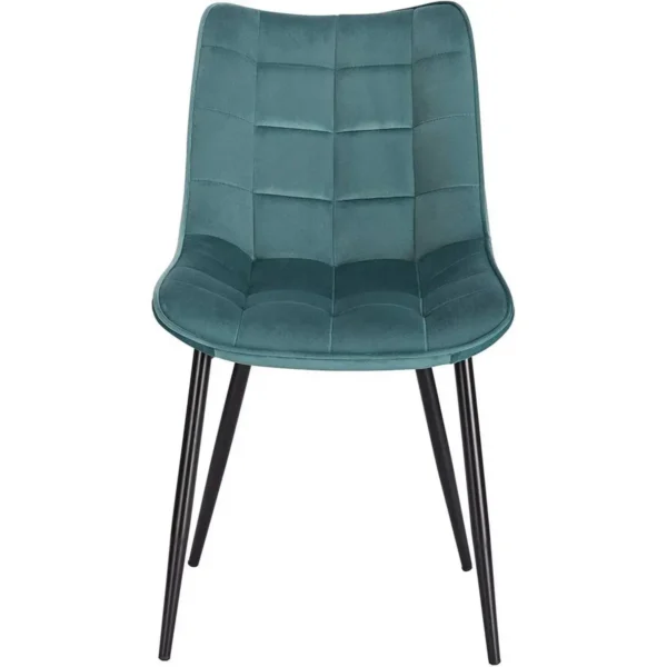 Set Van 2 Eetkamerstoelen Met Rugleuning, Fluwelen Zitting, Turquoise Metalen Poten 4