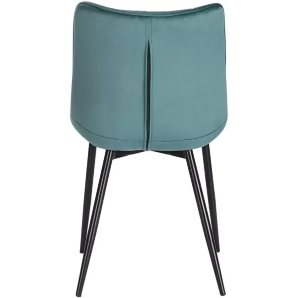 Set Van 2 Eetkamerstoelen Met Rugleuning, Fluwelen Zitting, Turquoise Metalen Poten 6