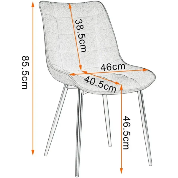 Set Van 2 Eetkamerstoelen Met Rugleuning, Linnen Zitting, Lichtgrijze Metalen Poten 3