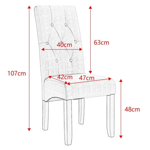 Set Van 2 Keukenstoelen, Fauteuils, Gestoffeerde Stoelen Met Hoge Rugleuning, Donkergrijs 6