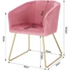 Set Van 2 Keukenstoelen, Gestoffeerde Stoelen, Woonkamerstoelen, Fauteuils Van Fluweel, Metalen Poten, Roze 3