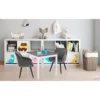 Set Van 2 Kinderstoelen Met Rugleuning Fluweel Stof Metalen Poten Grijs 6