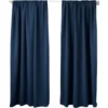 Set Van 2 Ondoorzichtige Gordijnen 250 G/m² Met Ruchesband Donkerblauw 135x175 Cm 1