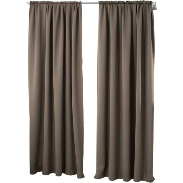 Set Van 2 Ondoorzichtige Gordijnen 250 G/m² Met Taupe Ruchesband 135x245 Cm 1