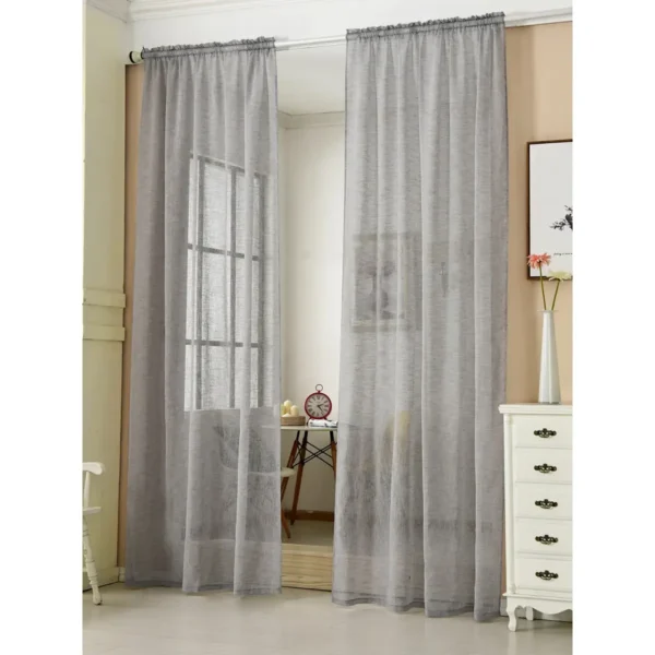 Set Van 2 Transparante Gordijnen Met Ruchesband Linnenlook Donkergrijs 140x245 Cm 3