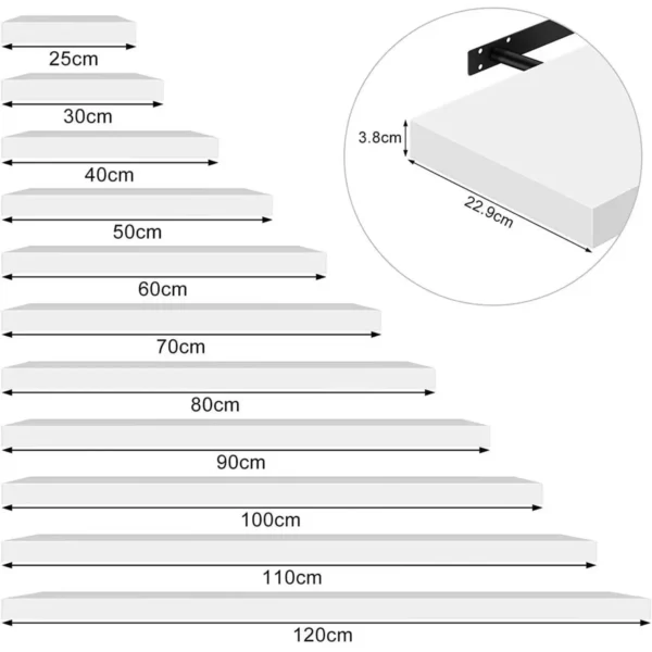 Set Van 2 Wandplanken, Vrij Zwevende Zwevende Planken, Houten Plank, Wit, 100x22,9x3,8cm 7