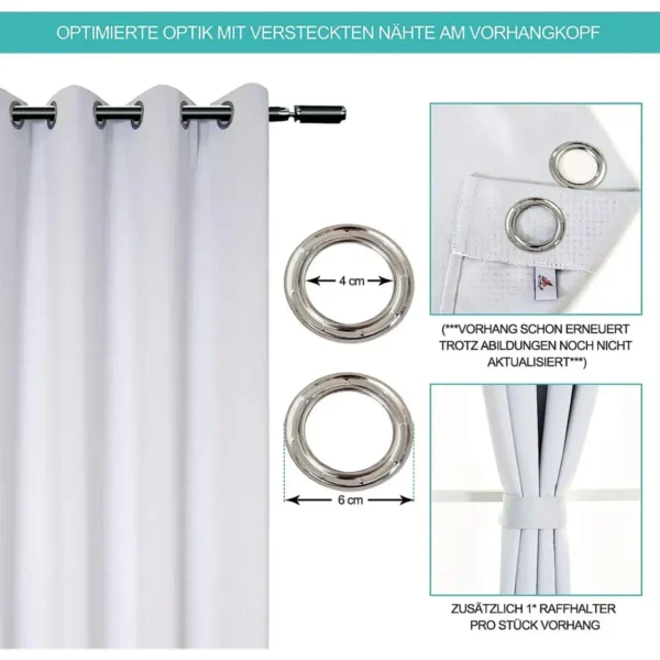 Set Van 2 Warmte-isolerende Verduisteringsgordijnen, Ondoorzichtig Met Oogjes, Thermisch Gordijn, Donkergrijs, 117 X 138 Cm 5