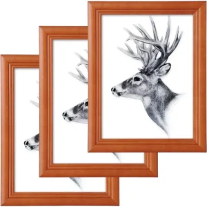 Set Van 3 Fotolijsten Van Hout En Echt Glas In Artos Stijl Bruin A4 21x29,7cm 1