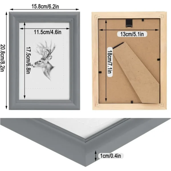 Set Van 3 Fotolijsten Van Hout En Echt Glas In Artos Stijl Grijs 13x18 Cm 3