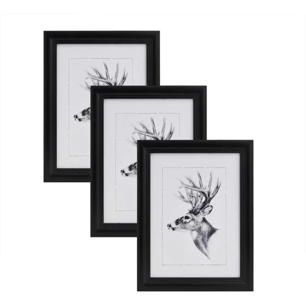 Set Van 3 Fotolijsten Van Hout En Echt Glas In Artos-stijl Zwart A4 21x29,7cm 1