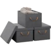 Set Van 3 Opbergdozen Met Deksel, Met Handvatten, Opvouwbaar, Grijs 20L (38x20x27 Cm) 1