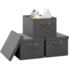 Set Van 3 Opbergdozen Met Deksel, Met Handvatten, Opvouwbaar, Grijs 36L (43x26x33 Cm) 1