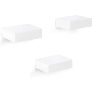 Set Van 3 Wandplanken, Vrij Zwevende Planken, Wanddecoratie, Hoogglans, Gemaakt Van MDF, 10,5x7,7x3cm Wit 1