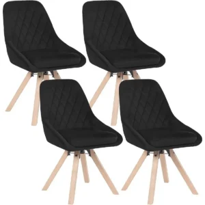 Set Van 4 Eetkamerstoelen, Draaibare Keukenstoelen, Met Fluwelen Bekleding, Poten Van Zwart Beukenhout 1