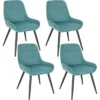 Set Van 4 Eetkamerstoelen, Gestoffeerde Fluwelen Accentstoel Met Turquoise Rugleuning 1