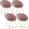 Set Van 4 Eetkamerstoelen, Gestoffeerde Stoelen, Met Fluwelen Zitting, Roze Metalen Frame 1