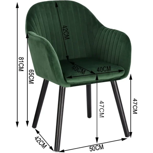 Set Van 4 Eetkamerstoelen, Keukenstoel, Woonkamerstoel Met Zwarte Poten, Fluweel Massief Hout, Donkergroen 3