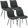 Set Van 4 Eetkamerstoelen, Keukenstoelen, Gestoffeerde Stoelen Van Antraciet Stoffen Bekleding 1